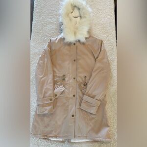 Fuzzy Fleece Lined Long Parka With Faux-Fur Hood